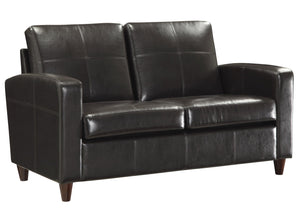 OSP Home Furnishings Loveseat with Bonded Leather Upholstery Plush Cushions and Solid Wood Legs for Living Rooms Loveseat Espresso SL2812-EC1