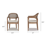 English Elm Americana Mid-Century Modern Cane Back Dining Chair, Taupe Beige Textured Weave