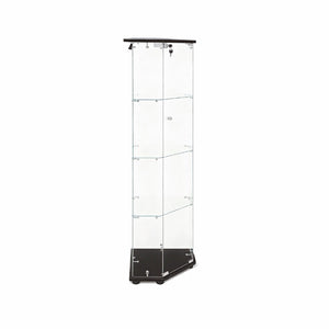 English Elm Tempered Glass Corner Display Cabinet with Rgb Lighting Locking Door and Adjustable Feet Black W3155P449087