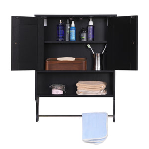 English Elm Over Farmhouse Bathroom Storage Cabinet with Two Doors and Adjustable Shelves for Small Spaces Black 30.9 L x 13.3 W x 5.5 H W3151P345794