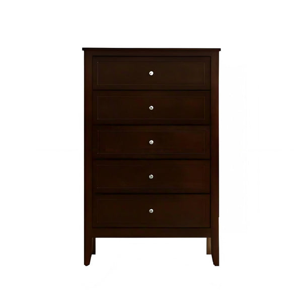 English Elm Daniel Assembled 5-Drawer Chest with English Dovetail Drawers, Metal Hardware & Solid Wood Frame Cappuccino 51 L x 34 W x 18 H B078P400743