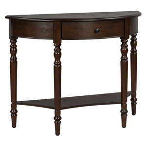 English Elm Trexm Farmhouse Half Moon Entryway Console with Drawer Open Shelf Pine Legs Espresso N715P383795P
