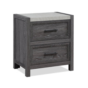 English Elm 1pc Rustic Two-Drawer Nightstand with Distressed Finish and Ample Storage for Bedroom Organization Gray 26.6 L x 19.5 W x 29.3 H B2741P330128