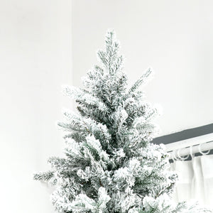 English Elm HOMCOM 9ft Snow-Flocked Pine Artificial Christmas Tree with 2068 Branches, Auto-Open, Fire-Safe Decor W2225P217077