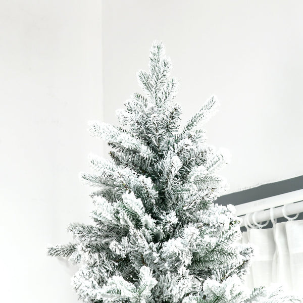 English Elm HOMCOM 9ft Snow-Flocked Pine Artificial Christmas Tree with 2068 Branches, Auto-Open, Fire-Safe Decor W2225P217077