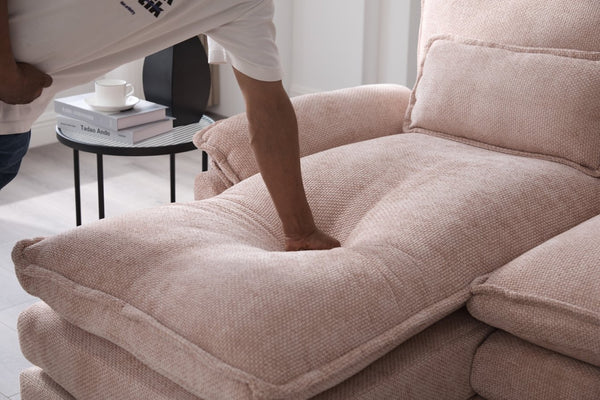 English Elm United We Win 106" U-Shaped Sectional Sofa - Comfy Chenille Cloud Couch With Usb Ports & Storage Ottoman W1568S00231-GIGA