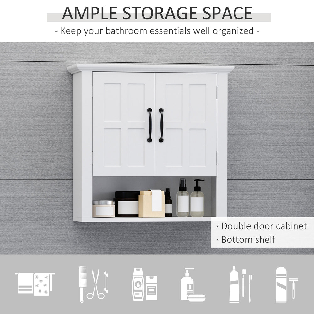 English Elm HOMCOM Wall Medicine Cabinet Over Toilet, 3-Tier Adjustable Shelves, Moisture-Resistant MDF Storage W2225P250002