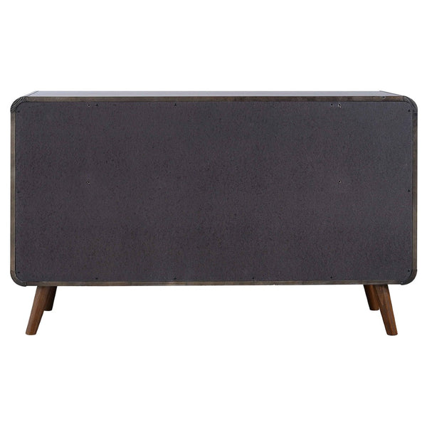 English Elm Winston Six Drawer Mid-century Dresser with Walnut Veneer Finish and Tapered Legs Dark Walnut B062P451713