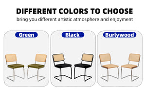 English Elm Dining Chairs Set of 4 Velvet Seat Woven Rattan Back Chrome Cantilever Frame W2105S00004