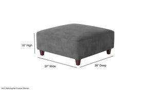 Fusion Bella Asphalt Cocktail Ottoman - Stylish, Durable Padded Centerpiece For Family Friendly Living Spaces Grey W,100% Polyester 109-c Bella Asphalt Cocktail Ottoman
