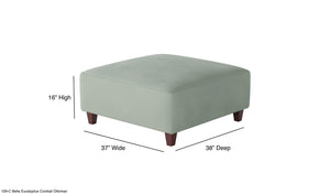Fusion Bella Eucalyptus Cocktail Ottoman - Stylish, Padded Centerpiece For Seating And Relaxation In Green Mint Green W,100% Polyester 109-c Bella Eucalyptus Cocktail Ottoman