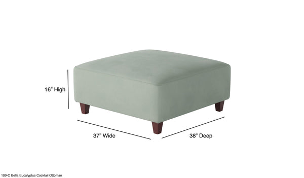 Fusion Bella Eucalyptus Cocktail Ottoman - Stylish, Padded Centerpiece For Seating And Relaxation In Green Mint Green W,100% Polyester 109-c Bella Eucalyptus Cocktail Ottoman