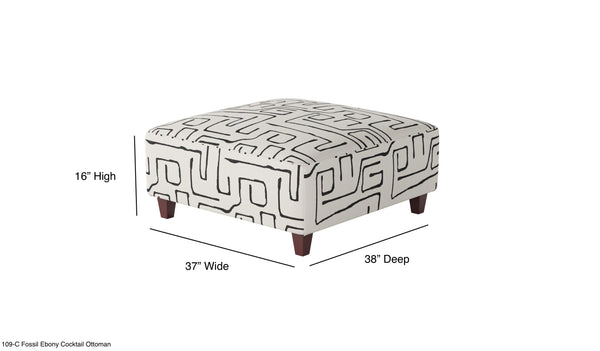 Fusion Fossil Ebony Cocktail Ottoman - Stylish, Durable, And Safe Padded Centerpiece For Any Living Space Multi Ws,98% Polypropylene,2% Polyester 109-c Fossil Ebony Cocktail Ottoman