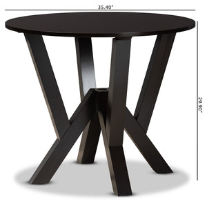 Baxton Studio Baxton Studio Irene Round Wood Dining Table - Modern Dark Brown Finish, Seats 4, Stylish Design RH7231T-Dark Brown-35-IN-DT