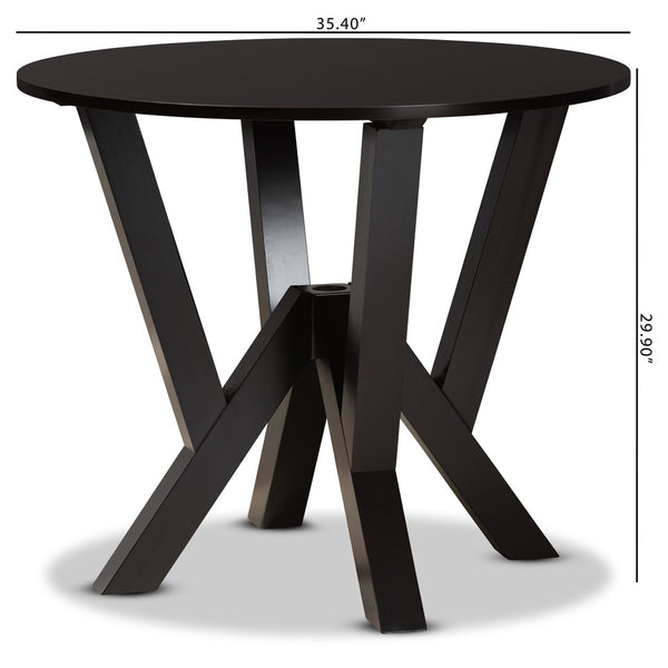Baxton Studio Baxton Studio Irene Round Wood Dining Table - Modern Dark Brown Finish, Seats 4, Stylish Design RH7231T-Dark Brown-35-IN-DT