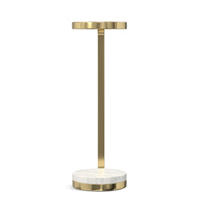 English Elm Sylvie Marble Side Table White & Gold — Handcrafted C-Shape End Table, Portable, Space-Saving Design B136P203464