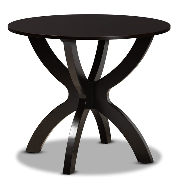 Baxton Studio Baxton Studio Tilde Modern Round Dining Table - Dark Brown, Sculptural Design for Stylish Interiors RH7232T-Dark Brown-35-IN-DT