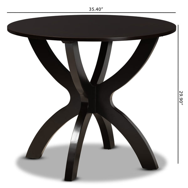 Baxton Studio Baxton Studio Tilde Modern Round Dining Table - Dark Brown, Sculptural Design for Stylish Interiors RH7232T-Dark Brown-35-IN-DT