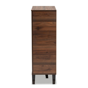 Baxton Studio Baxton Studio Idina Mid-Century Modern Shoe Cabinet in Two-Tone Walnut Brown & Grey Finish 1-door SESC16104-Columbia-Shoe Cabinet