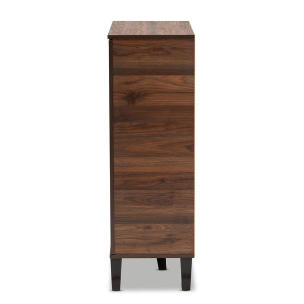Baxton Studio Baxton Studio Idina Mid-Century Modern Shoe Cabinet in Two-Tone Walnut Brown & Grey Finish 1-door SESC16104-Columbia-Shoe Cabinet