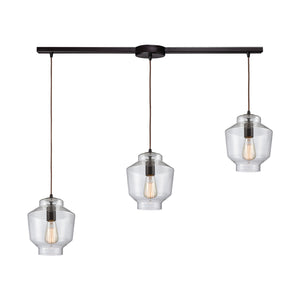 Barrel 38'' Wide 3-Light Linear Pendant - Oil Rubbed Bronze with Clear Blown Glass 10905/3L Elk Lighting