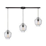 Barrel 38'' Wide 3-Light Linear Pendant - Oil Rubbed Bronze with Clear Blown Glass 10905/3L Elk Lighting