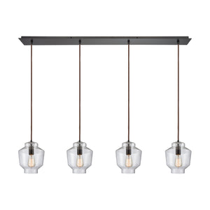 Barrel 46'' Wide 4-Light Linear Pendant - Oil Rubbed Bronze with Clear Blown Glass 10905/4LP Elk Lighting