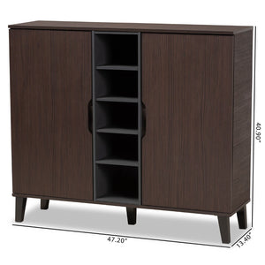 Baxton Studio Baxton Studio Idina Mid-Century Modern Dark Brown & Grey Shoe Cabinet - Stylish Storage Solution! SESC16105-Modi Wenge-Shoe Cabinet