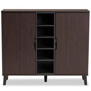 Baxton Studio Baxton Studio Idina Mid-Century Modern Dark Brown & Grey Shoe Cabinet - Stylish Storage Solution! SESC16105-Modi Wenge-Shoe Cabinet