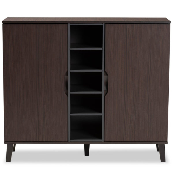Baxton Studio Baxton Studio Idina Mid-Century Modern Dark Brown & Grey Shoe Cabinet - Stylish Storage Solution! SESC16105-Modi Wenge-Shoe Cabinet