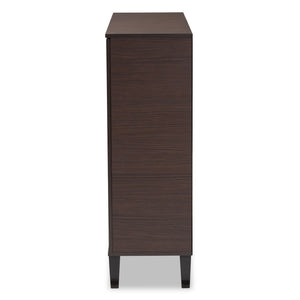 Baxton Studio Baxton Studio Idina Mid-Century Modern Dark Brown & Grey Shoe Cabinet - Stylish Storage Solution! SESC16105-Modi Wenge-Shoe Cabinet