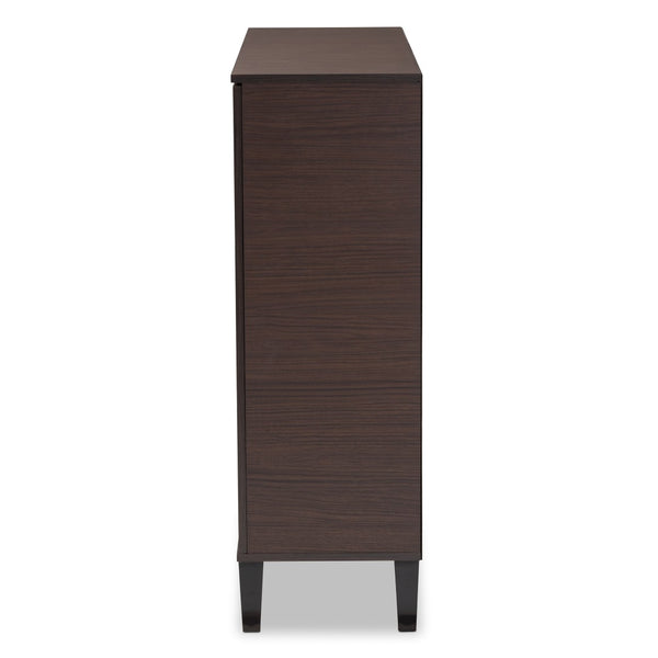 Baxton Studio Baxton Studio Idina Mid-Century Modern Dark Brown & Grey Shoe Cabinet - Stylish Storage Solution! SESC16105-Modi Wenge-Shoe Cabinet
