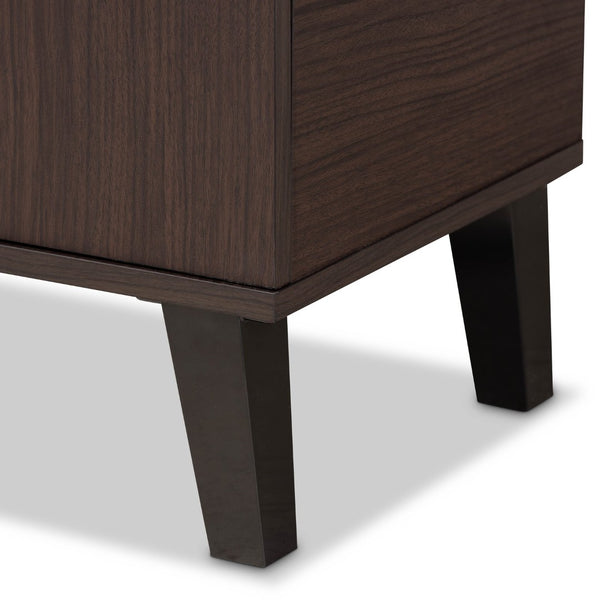 Baxton Studio Baxton Studio Idina Mid-Century Modern Dark Brown & Grey Shoe Cabinet - Stylish Storage Solution! SESC16105-Modi Wenge-Shoe Cabinet