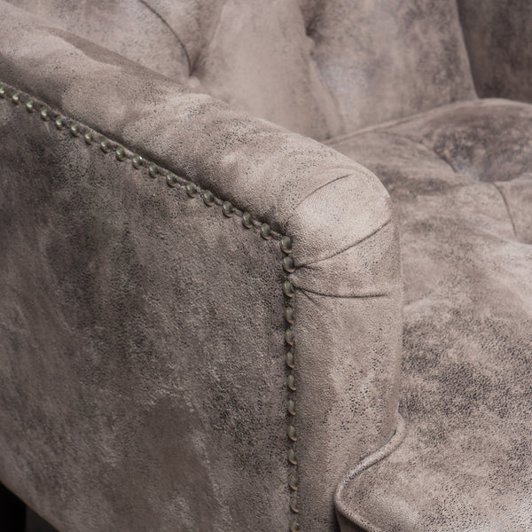 English Elm Christopher Knight Home® - HARRISON Tufted Club Chair with Diamond-Stitched Back, Nailhead Trim and Turned Birch Legs for Comfort and Style Grey+Brown 53444.00MFDBN