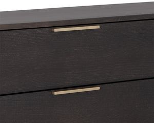 Sunpan Rebel Nine Drawer Oak Veneer Dresser with Brushed Gold Frame for Primary Bedrooms Large 109075