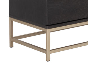 Sunpan Rebel Nine Drawer Oak Veneer Dresser with Brushed Gold Frame for Primary Bedrooms Large 109075