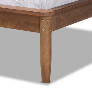 Baxton Studio Baxton Studio Helsa Mid-Century Modern Platform Bed with Upholstered Headboard and Walnut Finish Full MG0047-5-Dark Grey/Ash Walnut-Full
