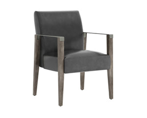 Earl Dining Armchair - Ash Grey - Brentwood Charcoal Leather 109092 Sunpan