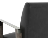 Earl Dining Armchair - Ash Grey - Brentwood Charcoal Leather 109092 Sunpan