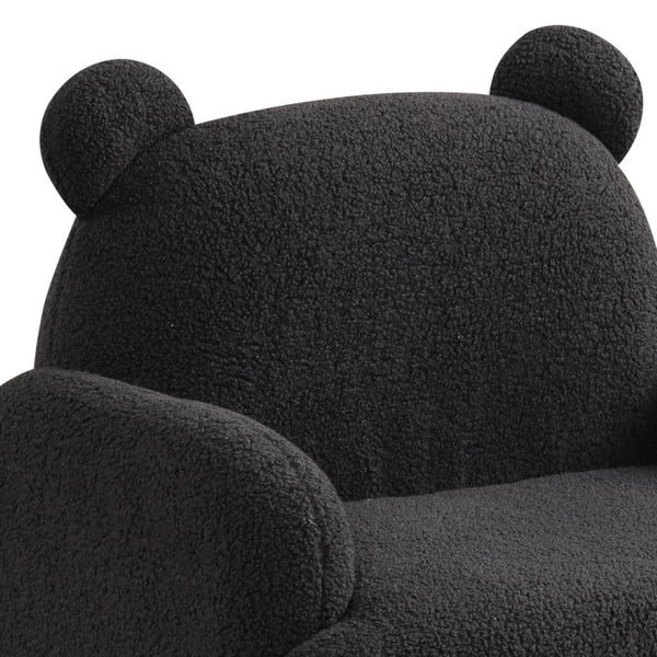 English Elm Rosella Bear Shaped Sherpa Kids Armchair with Sculpted Ears for Playroom Comfort Black B2749P413209