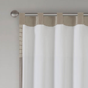 English Elm Polyoni Pintuck Curtain Panel - Modern Striped Design In Ivory, Taupe & Mocha, 50X84 Inches B03598064-GIGA