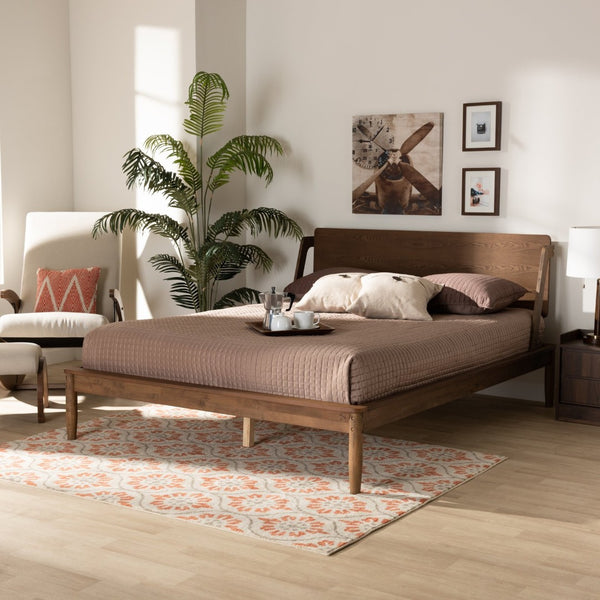 Baxton Studio Baxton Studio Sadler Mid-Century Modern Platform Bed with Ash Walnut Finish for Stylish Bedrooms Full MG0047-9-Ash Walnut-Full