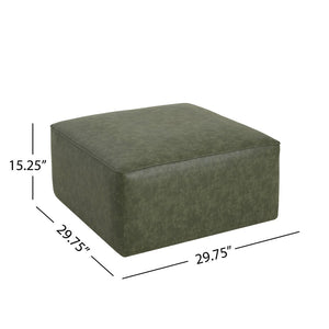 English Elm Upholstered Corduroy Square Ottoman Plywood Frame Sectional Footrest for Living Room Green N757P414087G