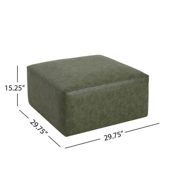 English Elm Upholstered Corduroy Square Ottoman Plywood Frame Sectional Footrest for Living Room Green N757P414087G