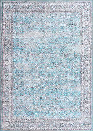 Unique Loom Timeless Matthew Machine Made Overdyed Rug Blue, Black/Ivory 7' 7" x 10' 6"