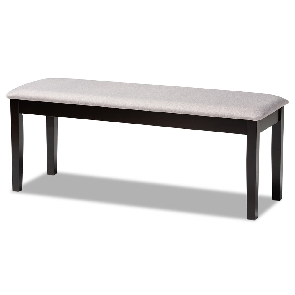 Baxton Studio Baxton Studio Transitional Upholstered Dining Bench with Dark Brown Wood Frame for Timeless Style Grey RH037-Grey/Dark Brown-Dining Bench
