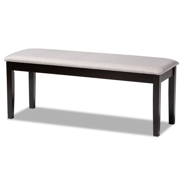 Baxton Studio Baxton Studio Transitional Upholstered Dining Bench with Dark Brown Wood Frame for Timeless Style Grey RH037-Grey/Dark Brown-Dining Bench