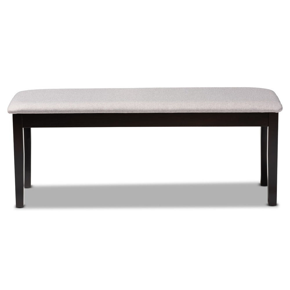 Baxton Studio Baxton Studio Transitional Upholstered Dining Bench with Dark Brown Wood Frame for Timeless Style Grey RH037-Grey/Dark Brown-Dining Bench