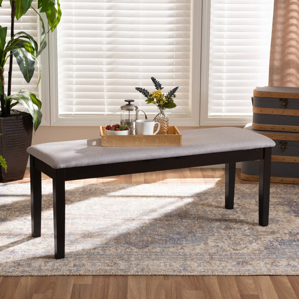 Baxton Studio Baxton Studio Transitional Upholstered Dining Bench with Dark Brown Wood Frame for Timeless Style Grey RH037-Grey/Dark Brown-Dining Bench