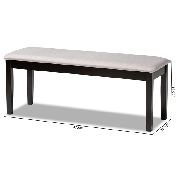 Baxton Studio Baxton Studio Transitional Upholstered Dining Bench with Dark Brown Wood Frame for Timeless Style Grey RH037-Grey/Dark Brown-Dining Bench